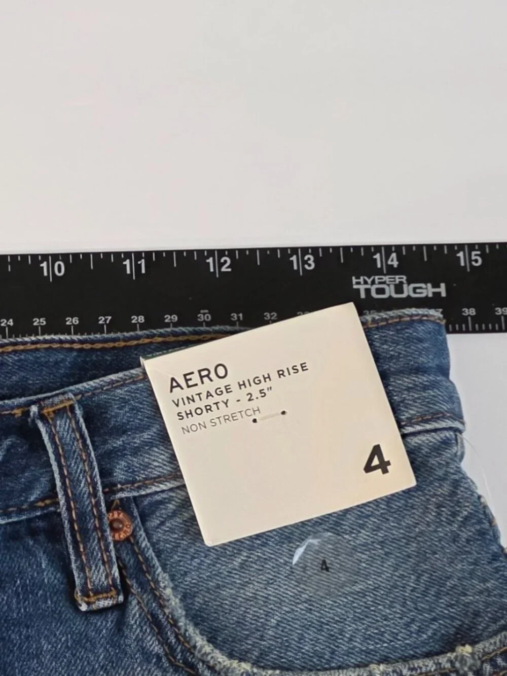 Aero High Rise Distressed Denim Shorty Shorts Size 4 NWT - Picture 8 of 8
